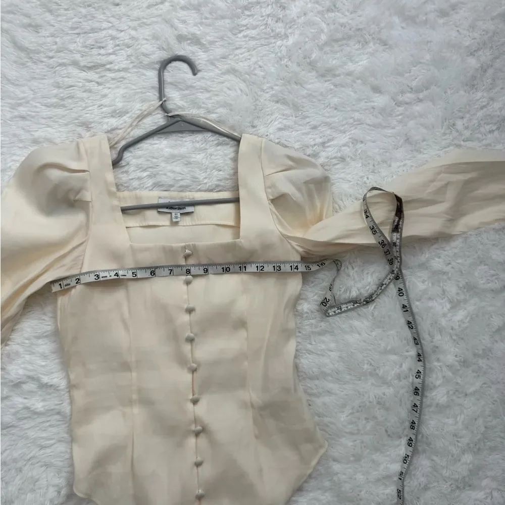 & Other Stories Cream Square Neck Button-Up Blouse Size 0 - Picture 9 of 11